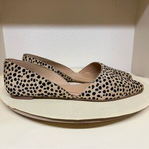 J Crew Shoes Women Size 9 Black Tan Dorsay Zoe Calf Hair Flats Dot Quiet Luxury